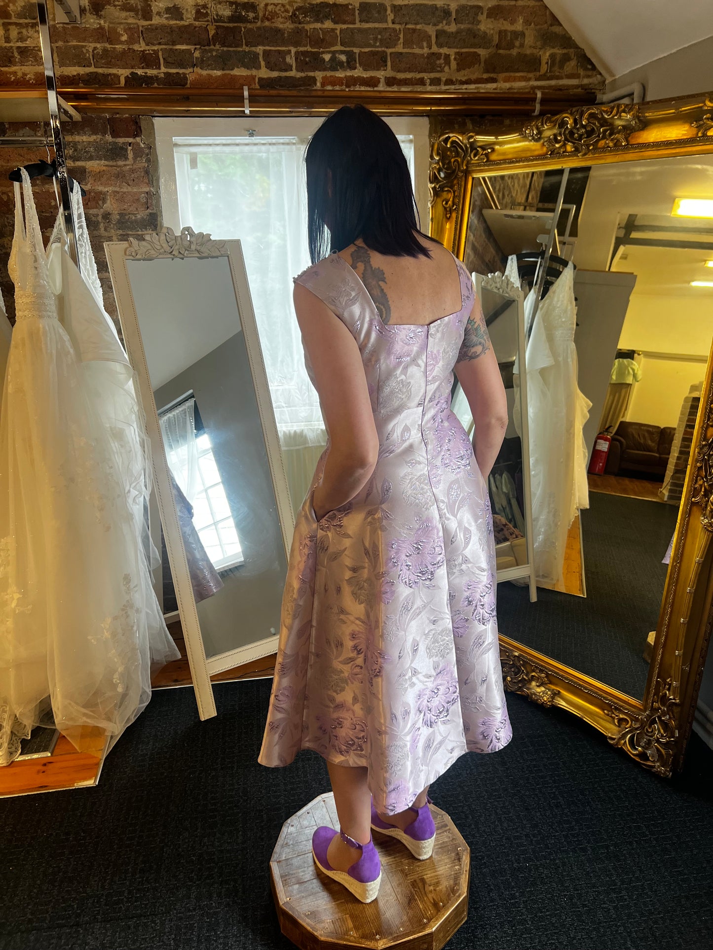 Iris A-Line Dress with Beaded Neckline