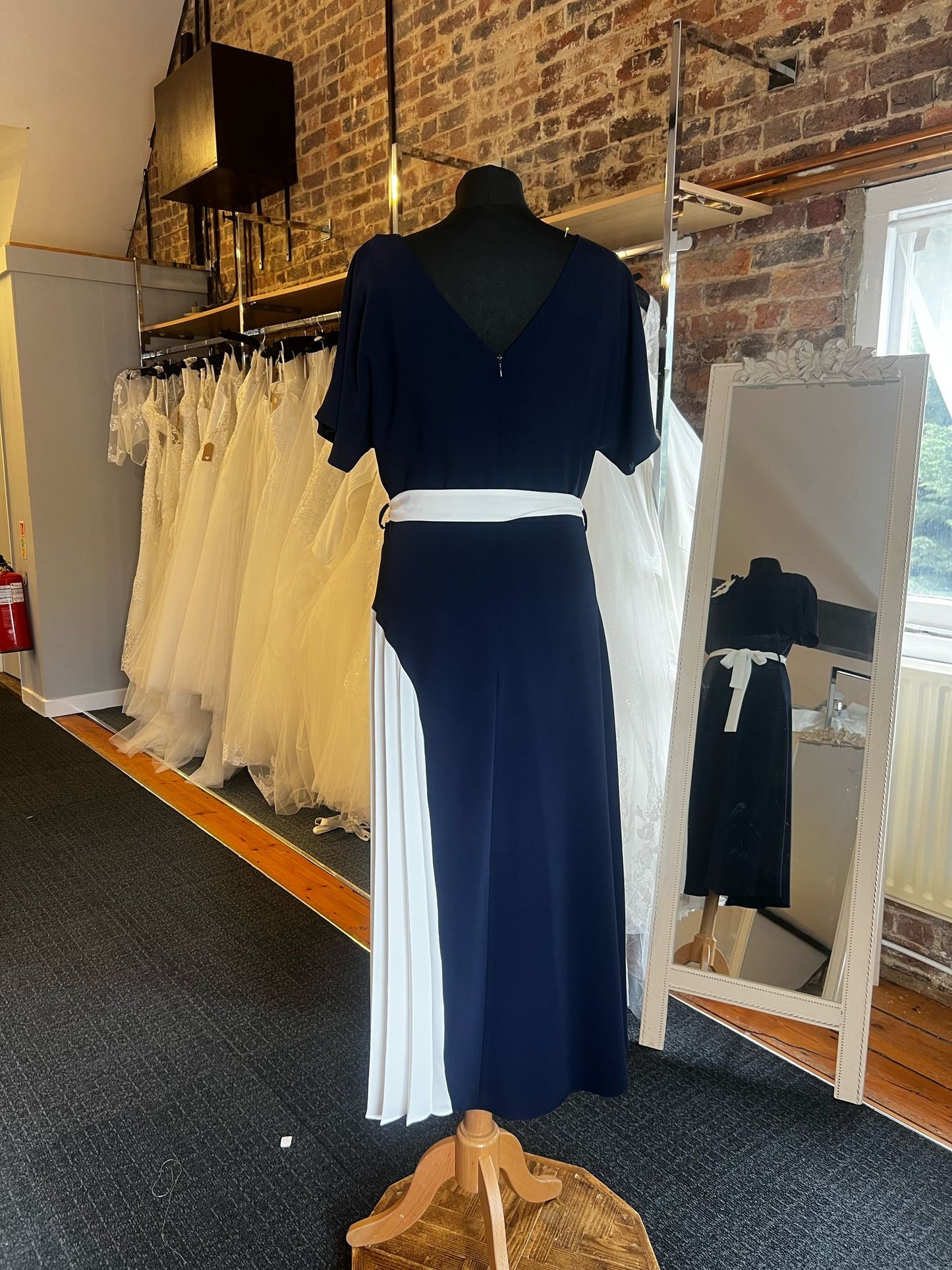 Navy and White Asymmetric Dress