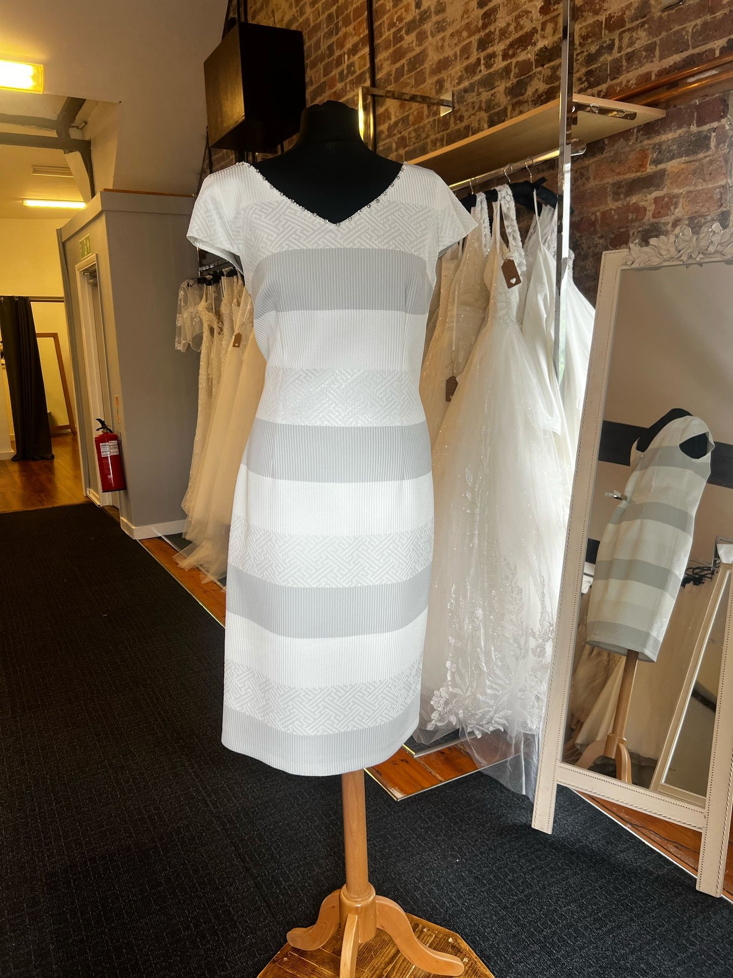 Grey and White Stripe Sophisticated Gown