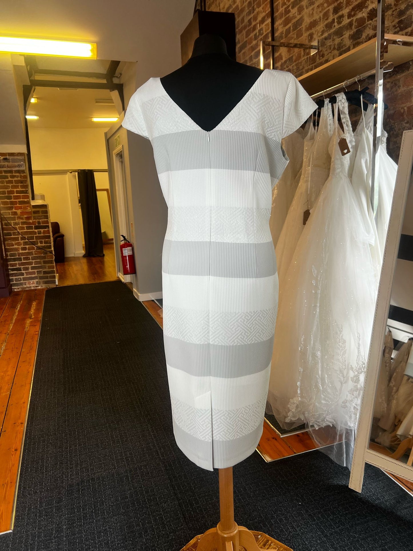 Grey and White Stripe Sophisticated Gown