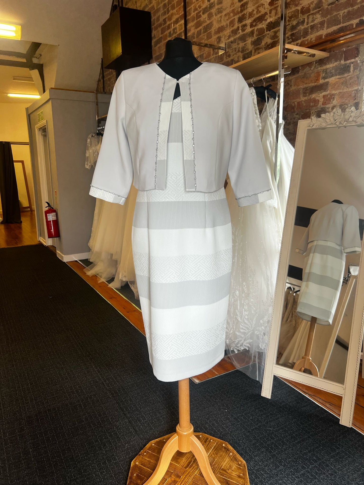 Grey and White Stripe Sophisticated Gown