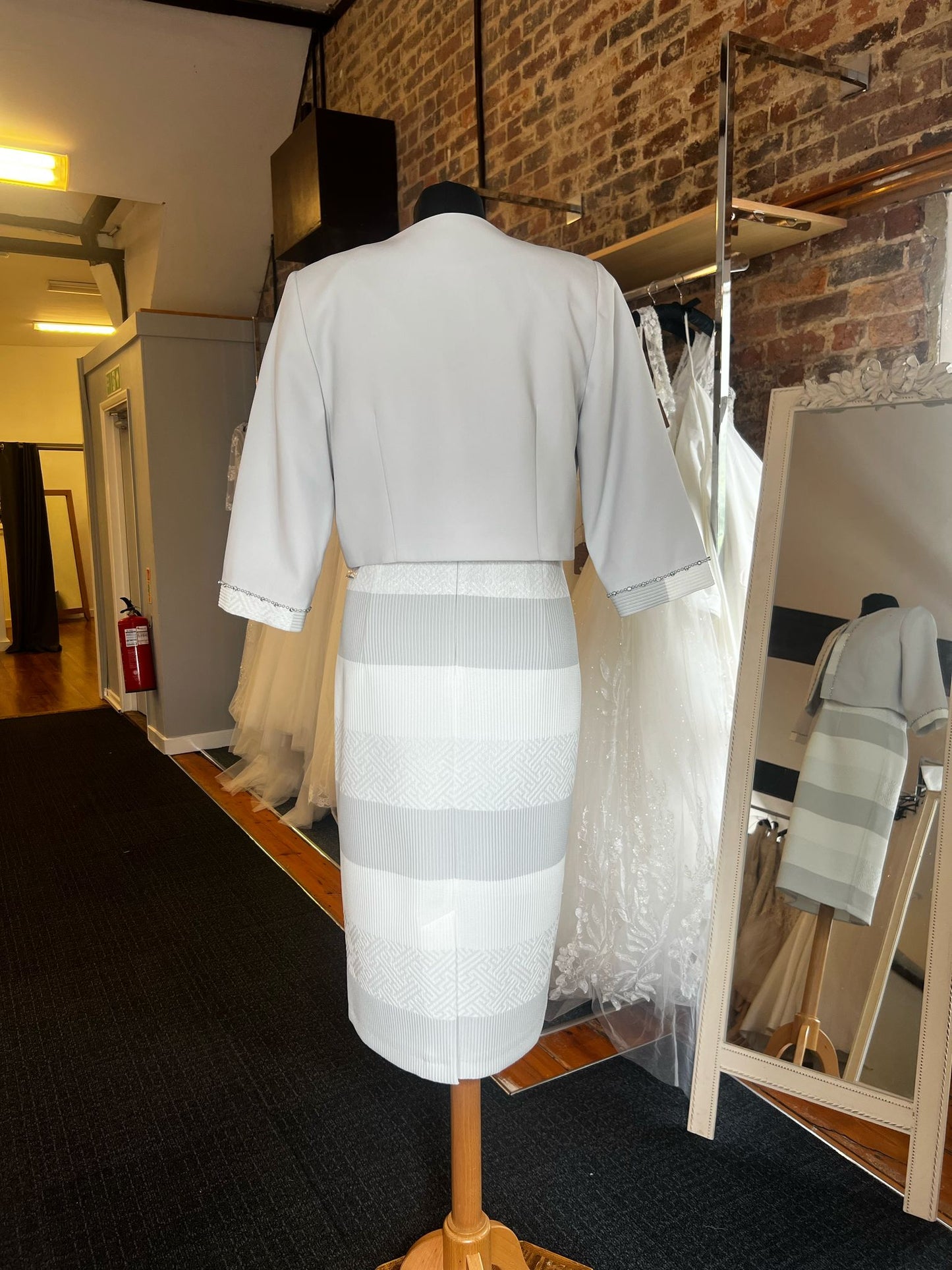 Grey and White Stripe Sophisticated Gown