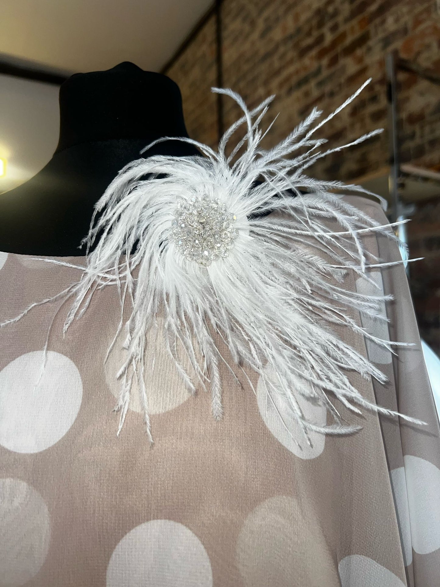 Spotted Stone and Ivory Cape Sleeved Gown