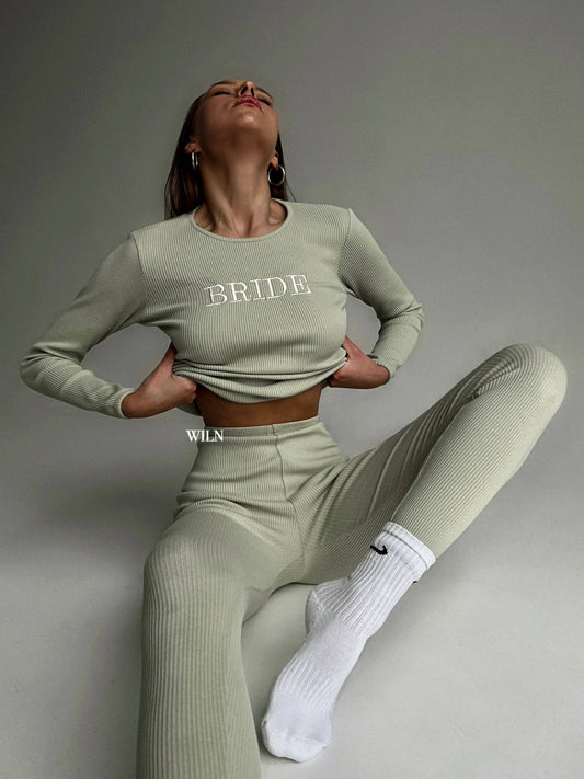 EASE 2 Piece Ribbed Cotton Loungewear Personalised