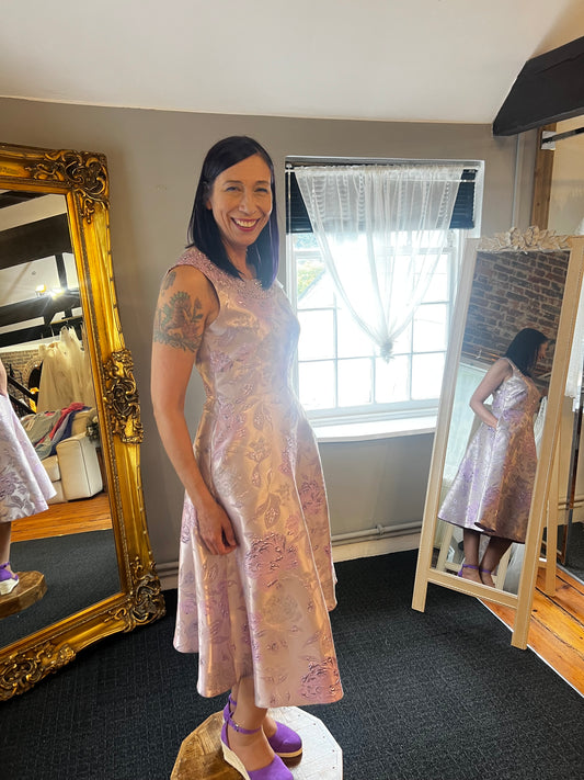 Iris A-Line Dress with Beaded Neckline