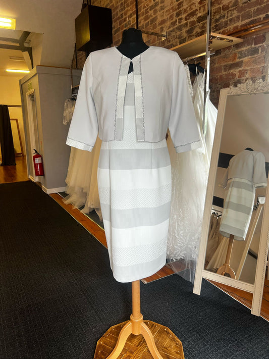 Grey and White Stripe Sophisticated Gown